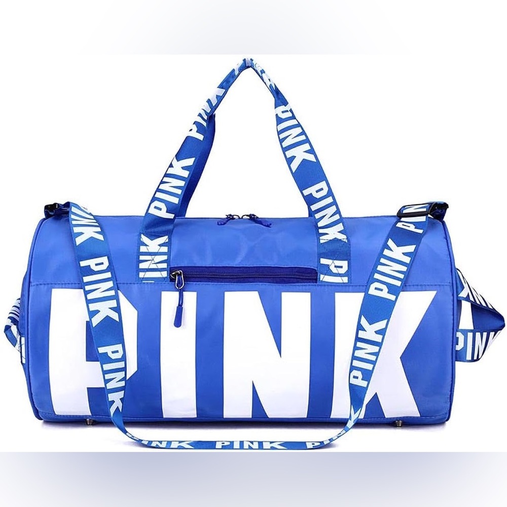 NWT! VS PINK BLUE DUFFLE BAG